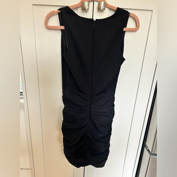 Babaton by Aritzia Viva Wrap Front Black Sleeveless Ruched Mini Dress. Size 00 - Picture 4 of 8